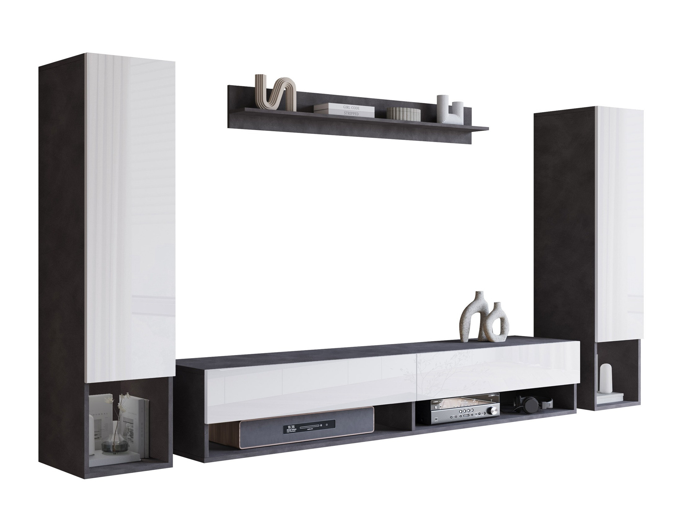 Nappali szett Sarasota 176 (Matera szürke + Fényes fehér)