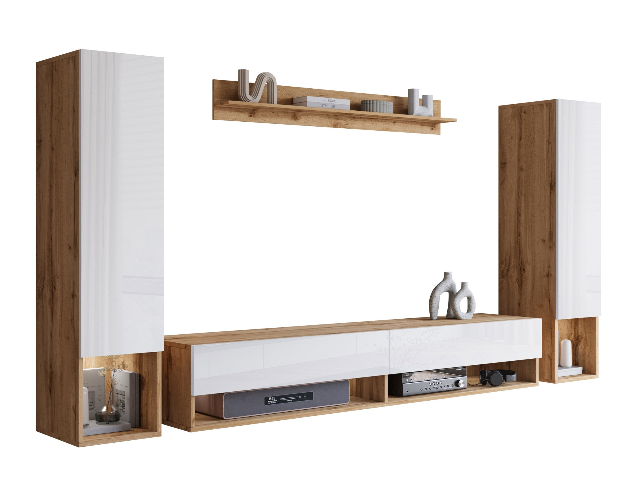 Nappali szett Sarasota 176 (Wotan tölgy + Fényes fehér)