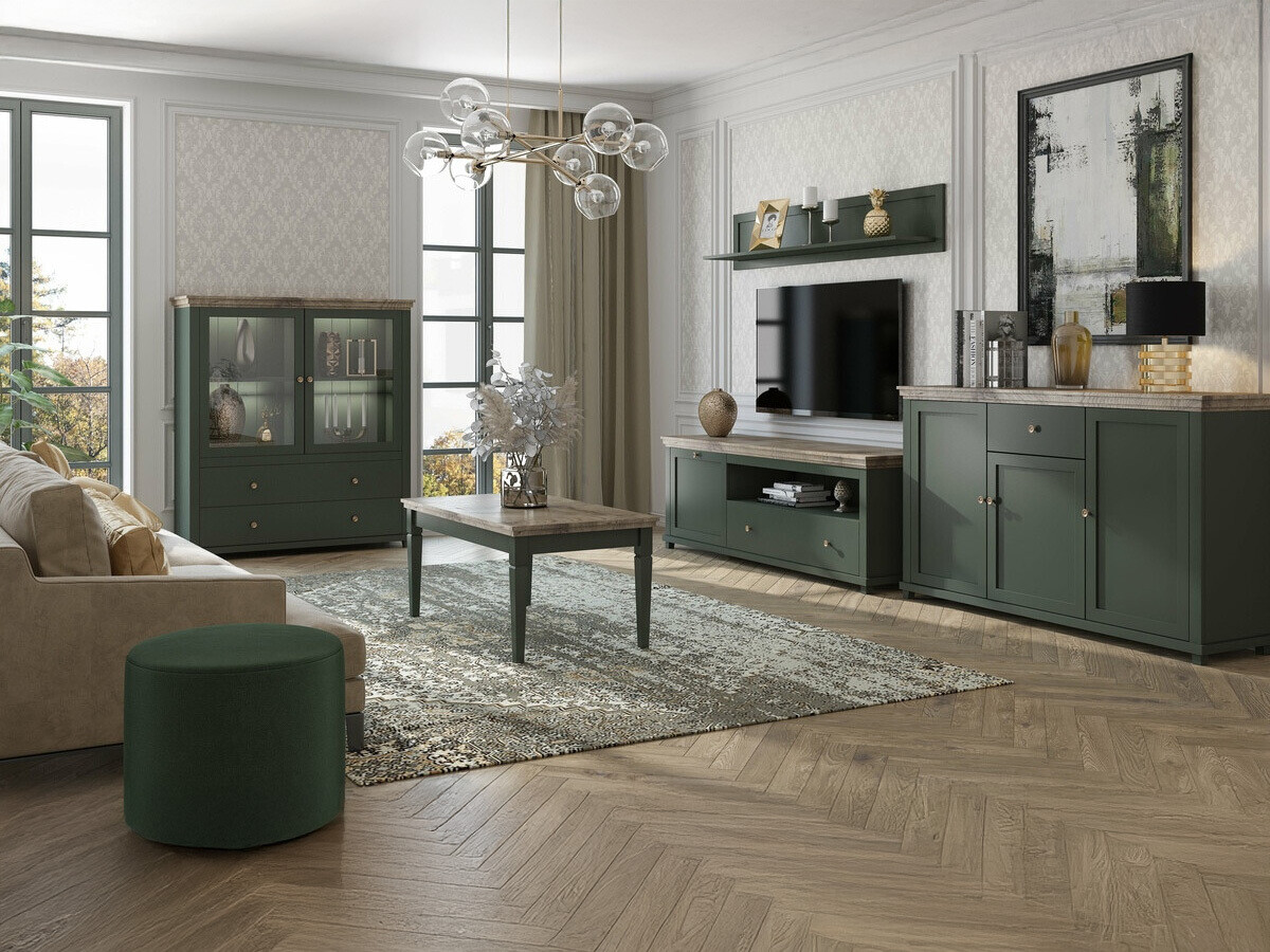 Komód Tolnue 105 (Sötétzöld + Lefkas tölgy)