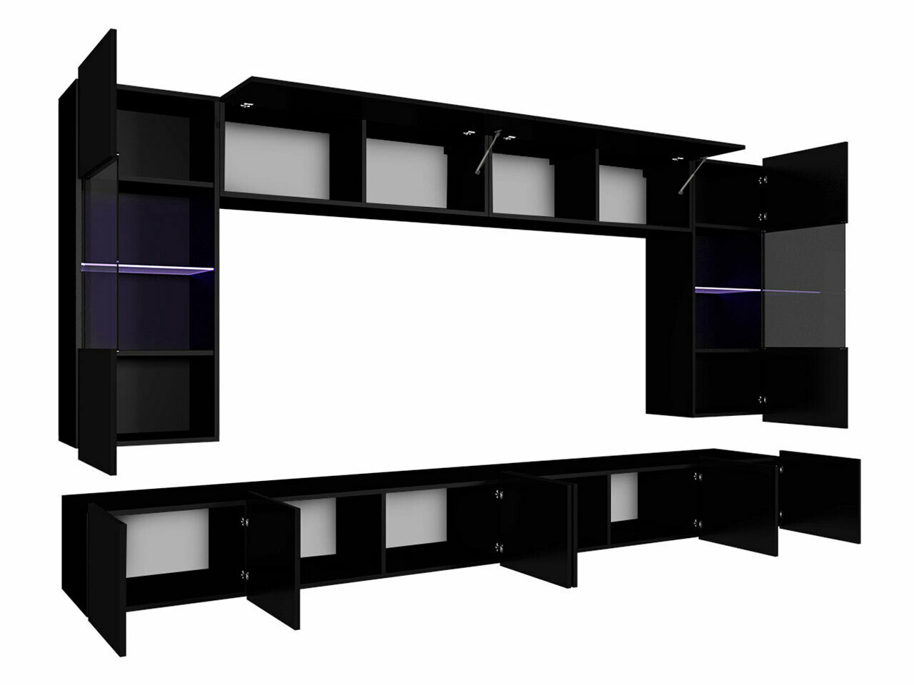 Nappali szett Tivdalu 105 (Fekete + Fényes fekete)