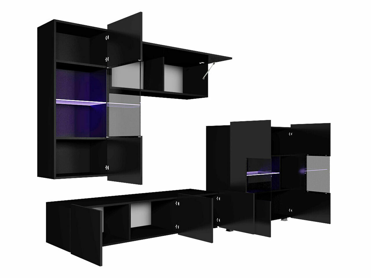 Nappali szett Tivdalu 107 (Fekete + Fényes fekete + Fehér + Fényes fehér)