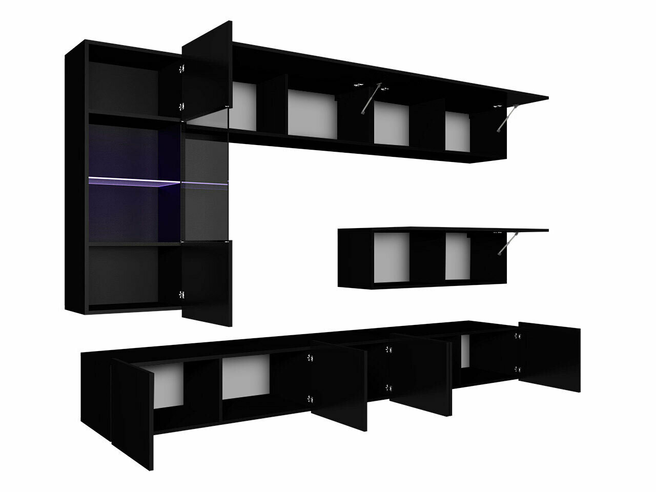 Nappali szett Tivdalu 108 (Fehér + Fényes fehér + Fekete + Fényes fekete)