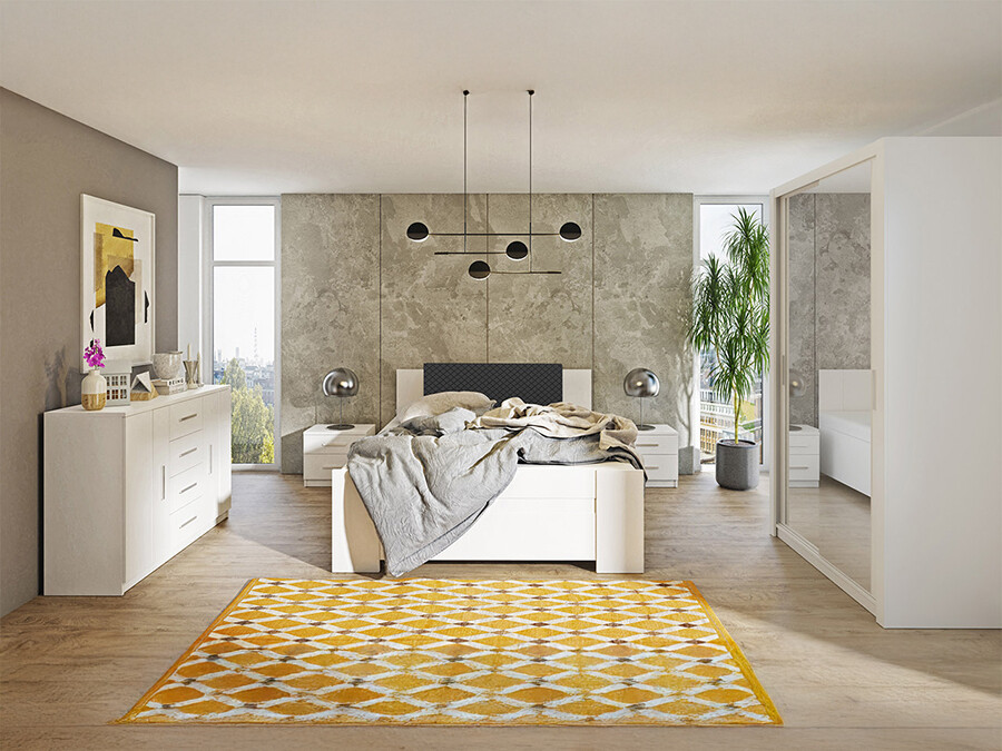 Hálószoba garnitúra Catromi 112 (Fehér + Soft Pik 011)