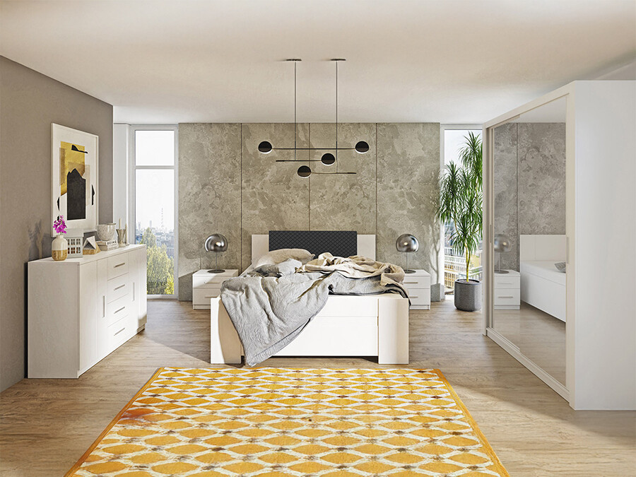 Hálószoba garnitúra Catromi 113 (Fehér + Soft Pik 011)