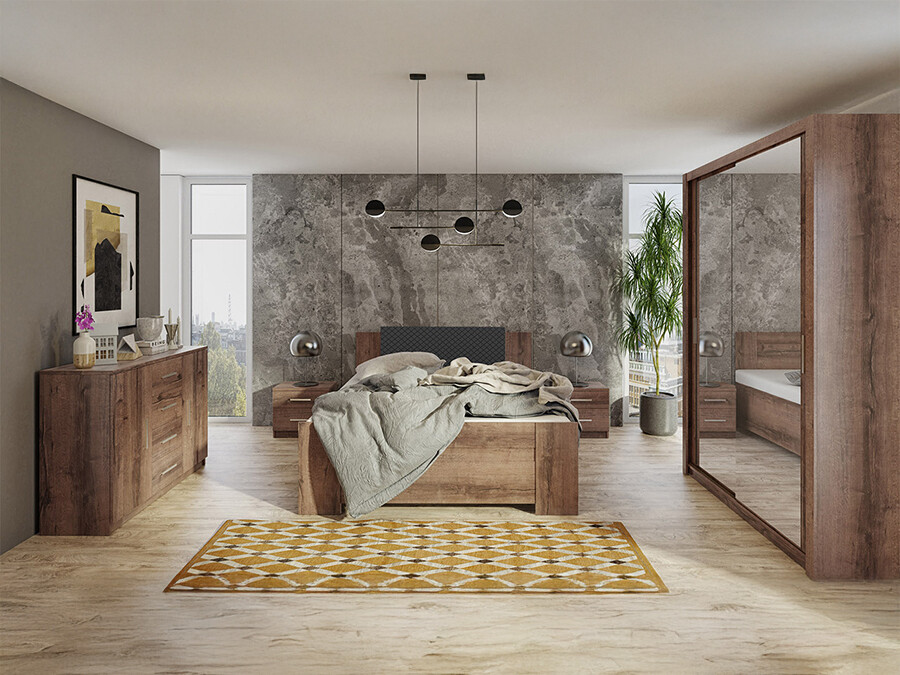 Hálószoba garnitúra Catromi 113 (Monastery tölgy + Soft Pik 011)