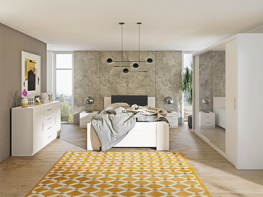 Hálószoba garnitúra Catromi 114 (Fehér + Soft Pik 011)