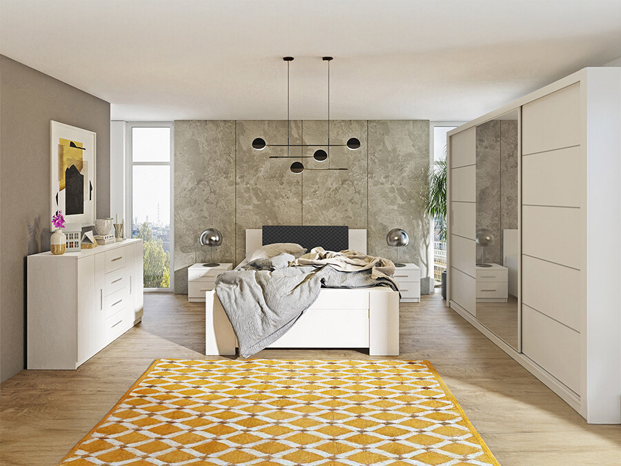 Hálószoba garnitúra Catromi 116 (Fehér + Soft Pik 011)