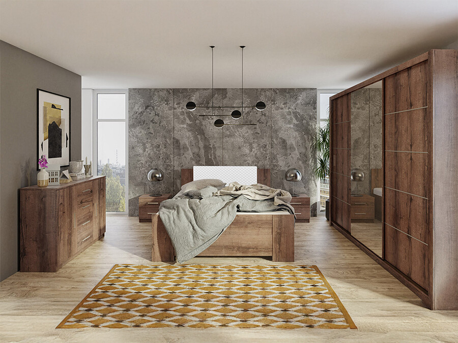 Hálószoba garnitúra Catromi 116 (Monastery tölgy + Soft Pik 017)