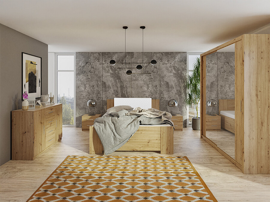 Hálószoba garnitúra Catromi 121 (Artisan tölgy + Soft Pik 017)