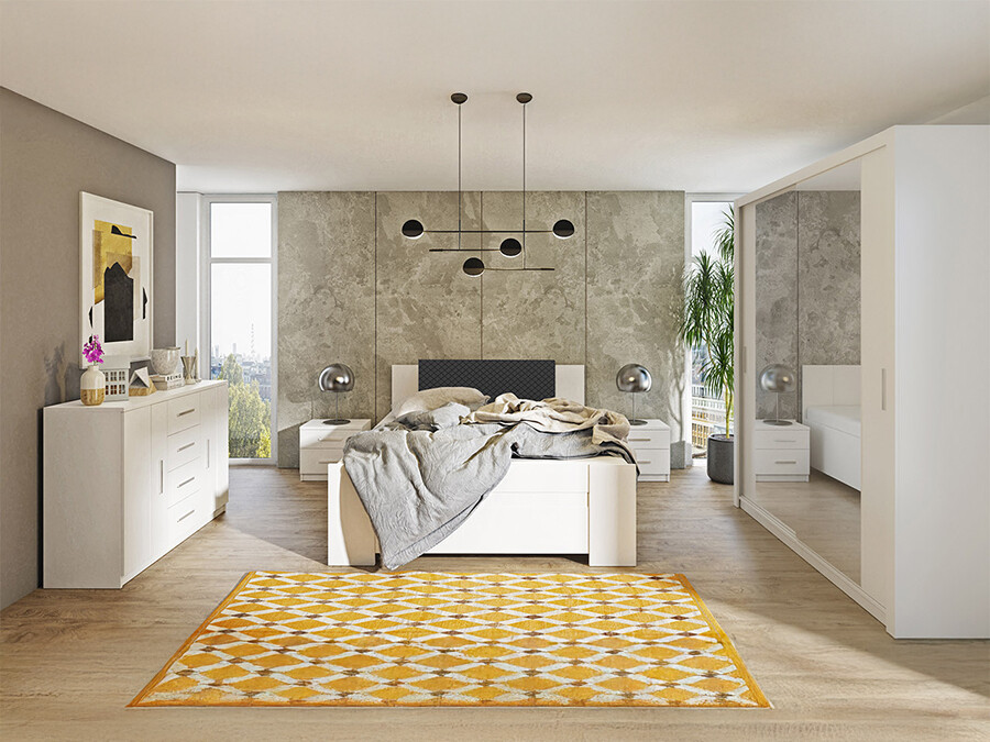 Hálószoba garnitúra Catromi 121 (Fehér + Soft Pik 011)