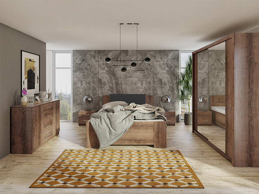 Hálószoba garnitúra Catromi 121 (Monastery tölgy + Soft Pik 011)