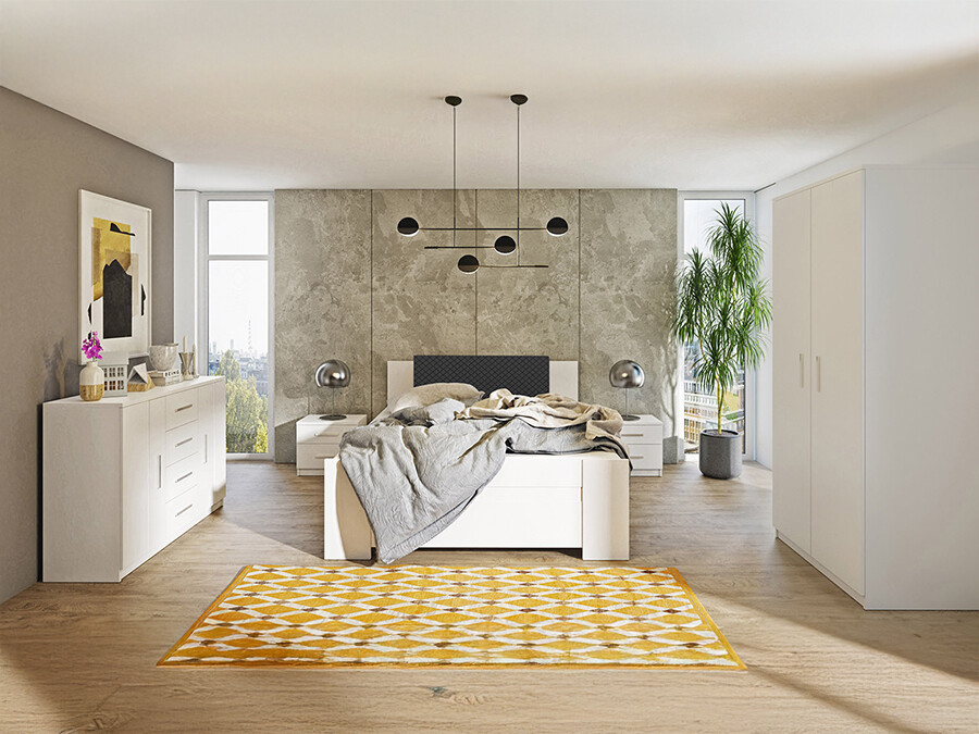 Hálószoba garnitúra Catromi 122 (Fehér + Soft Pik 011)