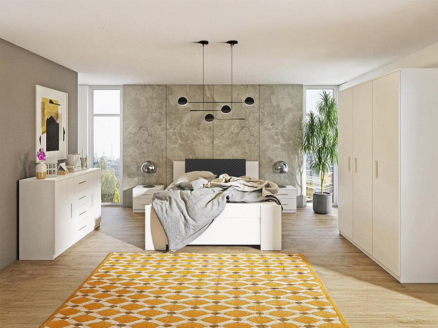 Hálószoba garnitúra Catromi 123 (Fehér + Soft Pik 011)