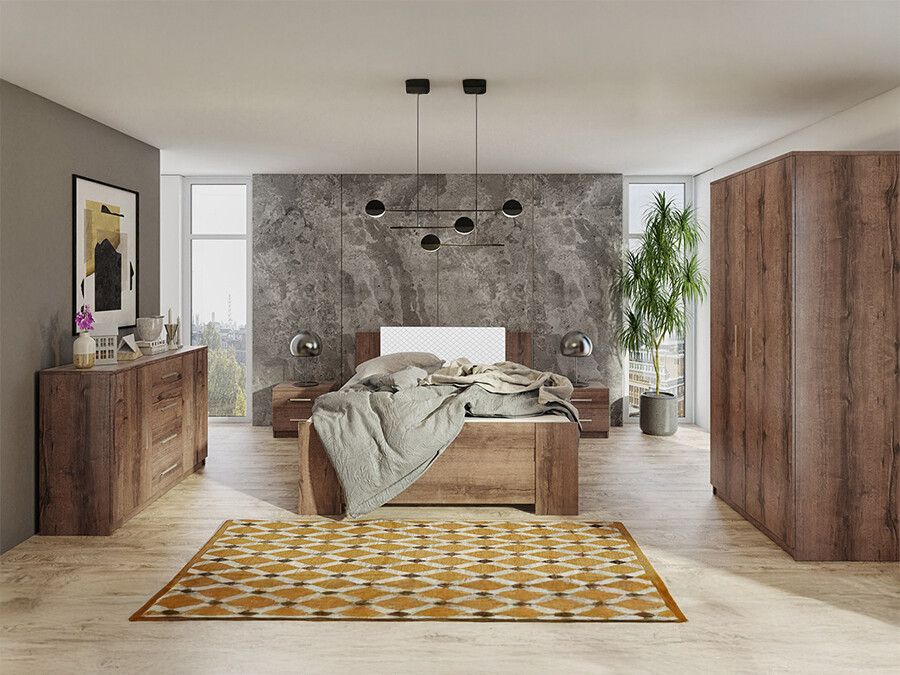 Hálószoba garnitúra Catromi 123 (Monastery tölgy + Soft Pik 017)