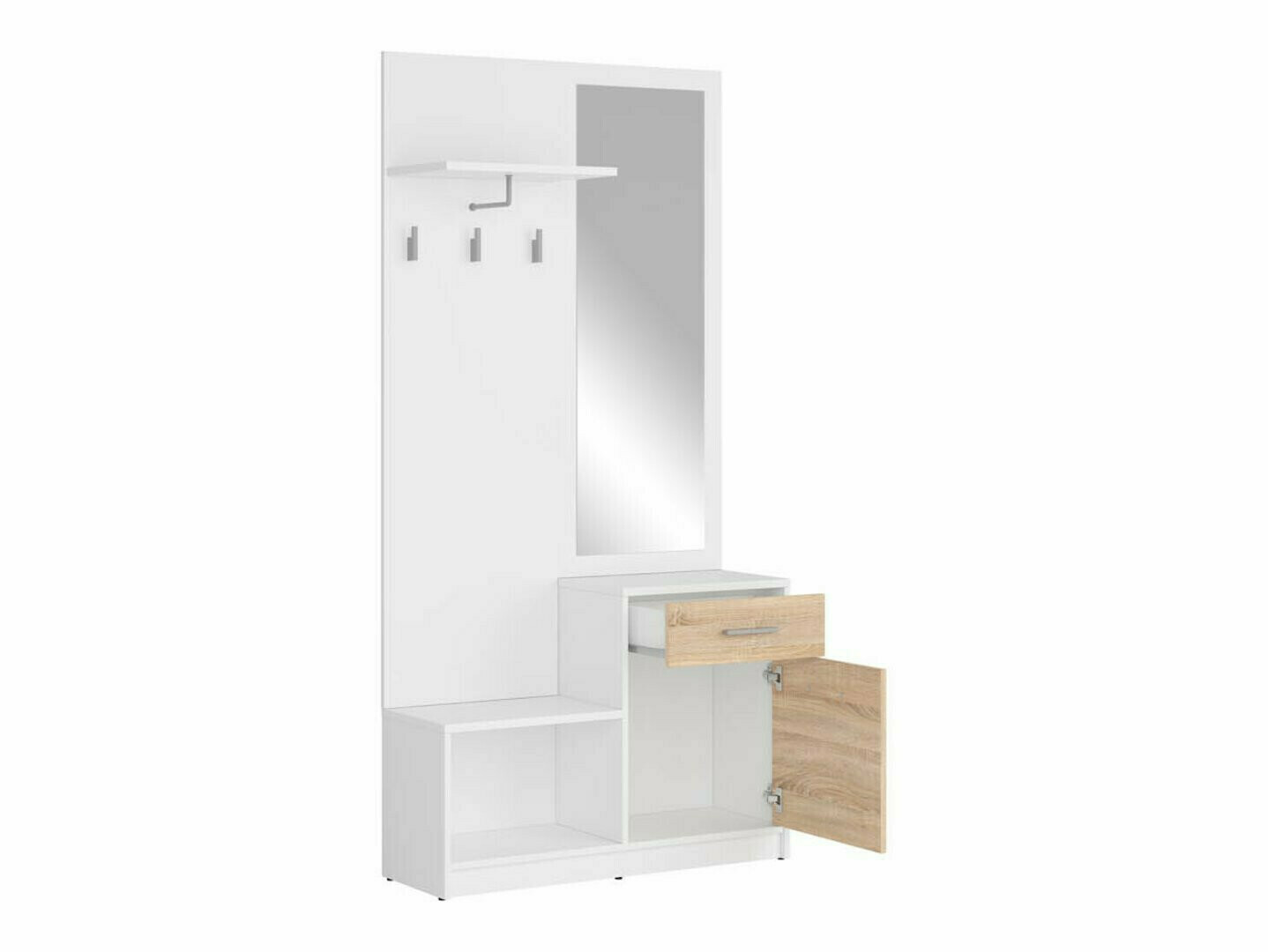 Előszoba garnitúra Novsore 145 (Fehér + Sonoma tölgy)