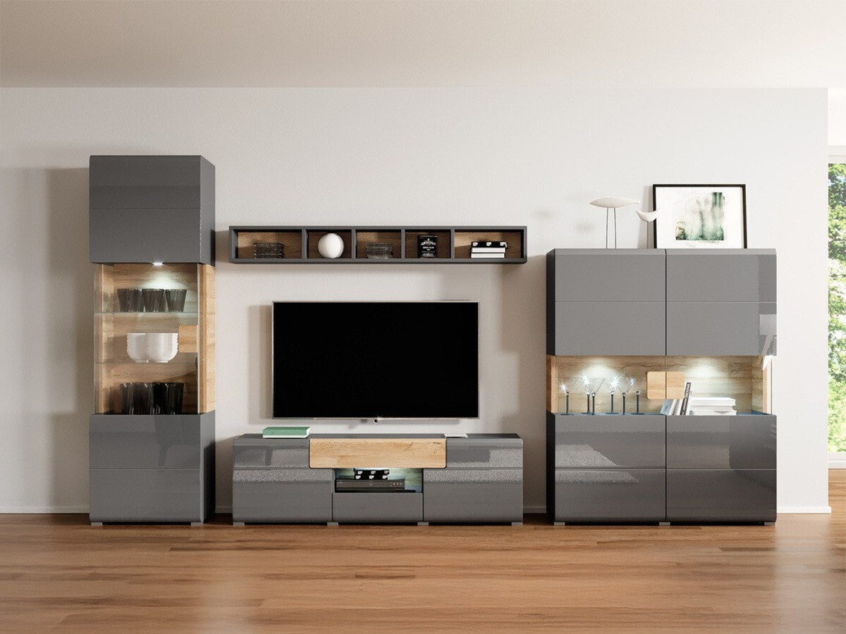 Nappali szett Torsone 104 (Antracit + Gloss antracit + Grandson tölgy)