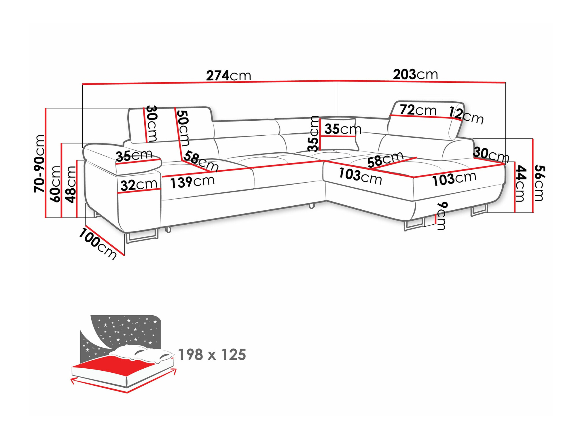Sarokkanapé Comfivo Eliferu 100 (Flow 09)