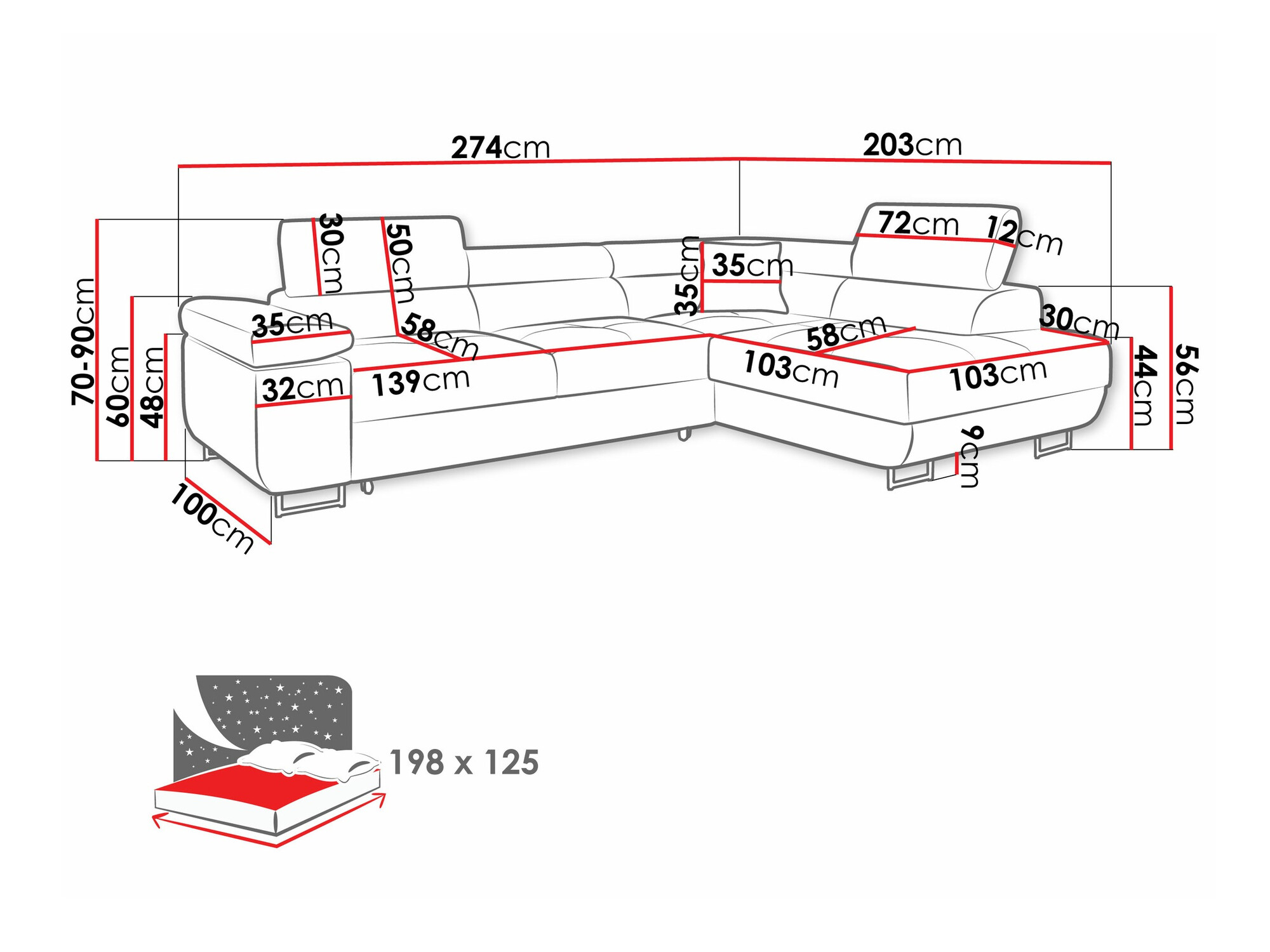 Sarokkanapé Comfivo Eliferu 100 (Lux 05)