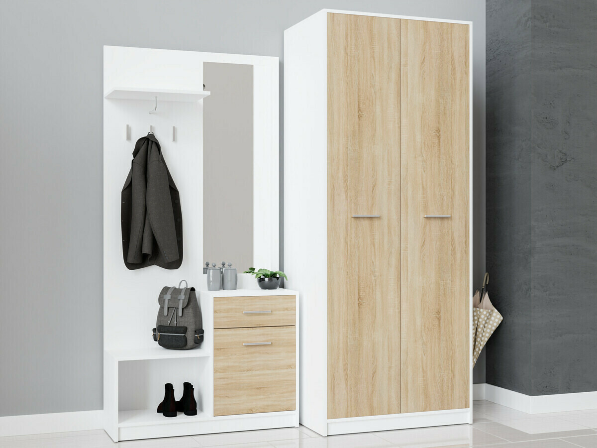 Előszoba garnitúra Novsore 146 (Fehér + Sonoma tölgy)