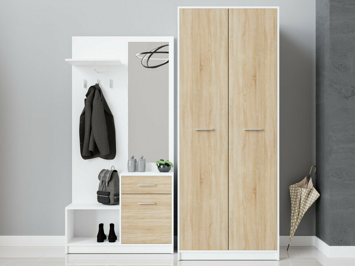 Előszoba garnitúra Novsore 146 (Fehér + Sonoma tölgy)