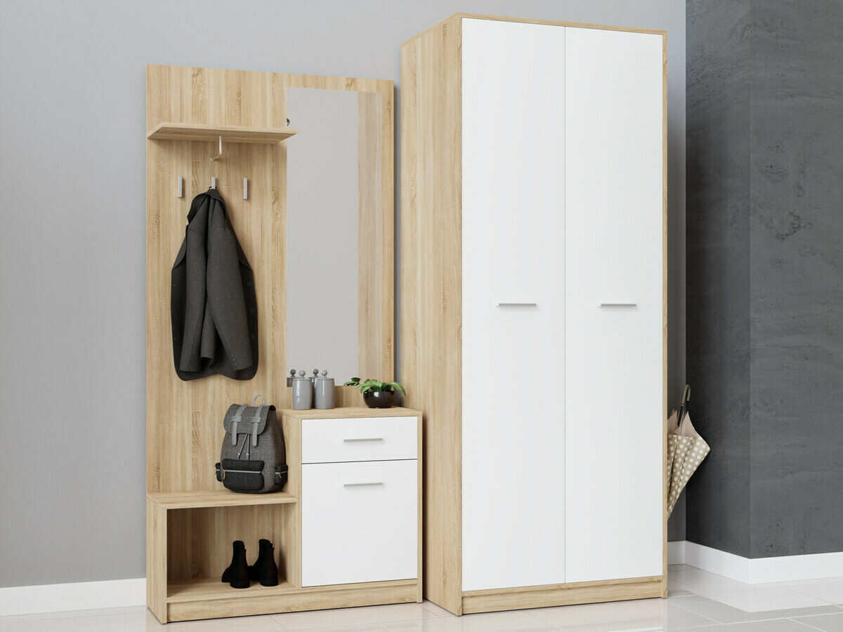 Előszoba garnitúra Novsore 146 (Sonoma tölgy + Fehér)