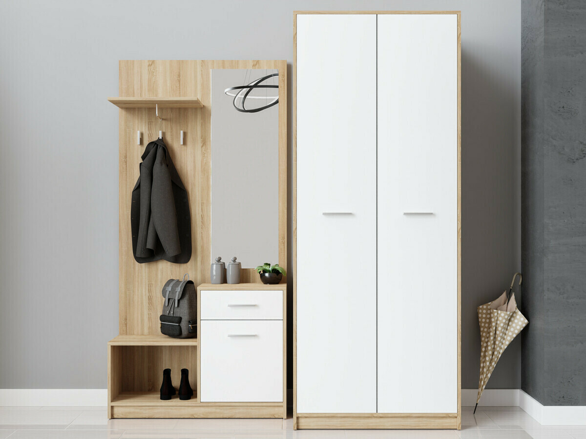 Előszoba garnitúra Novsore 146 (Sonoma tölgy + Fehér)