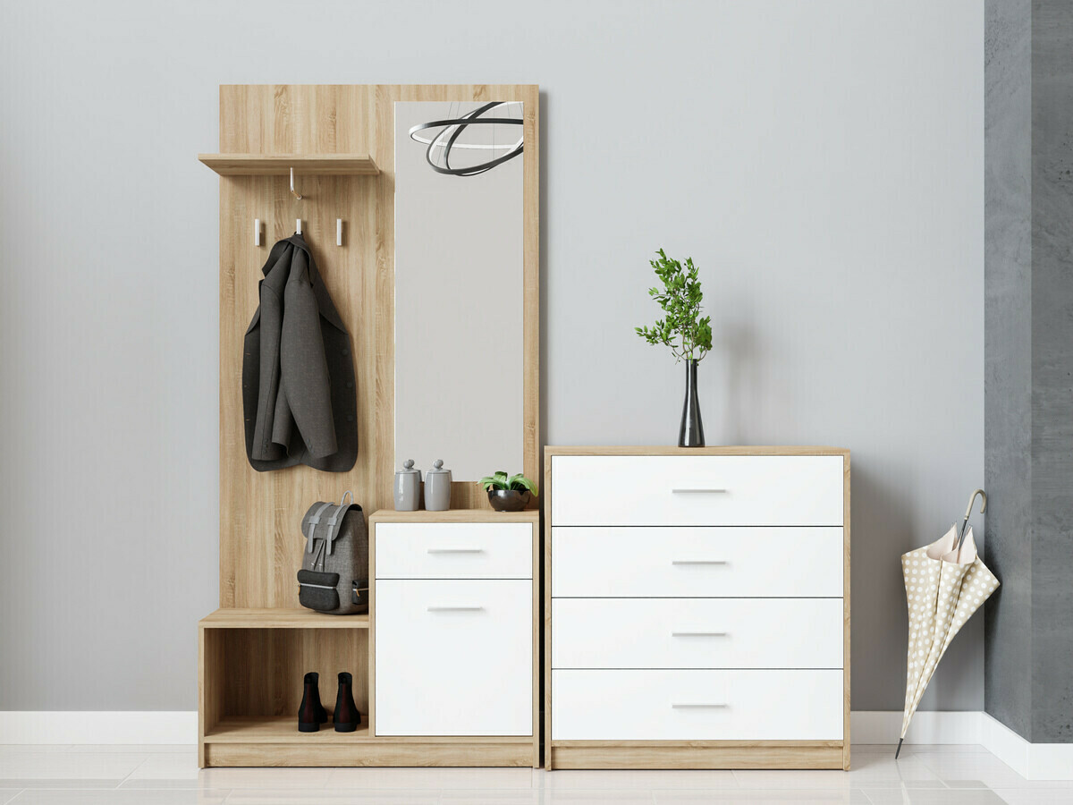 Előszoba garnitúra Novsore 148 (Sonoma tölgy + Fehér)