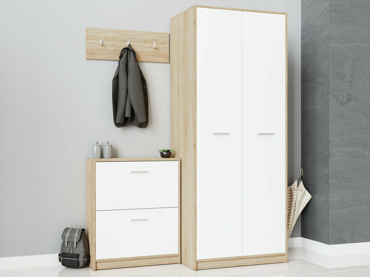 Előszoba garnitúra Novsore 150 (Sonoma tölgy + Fehér)