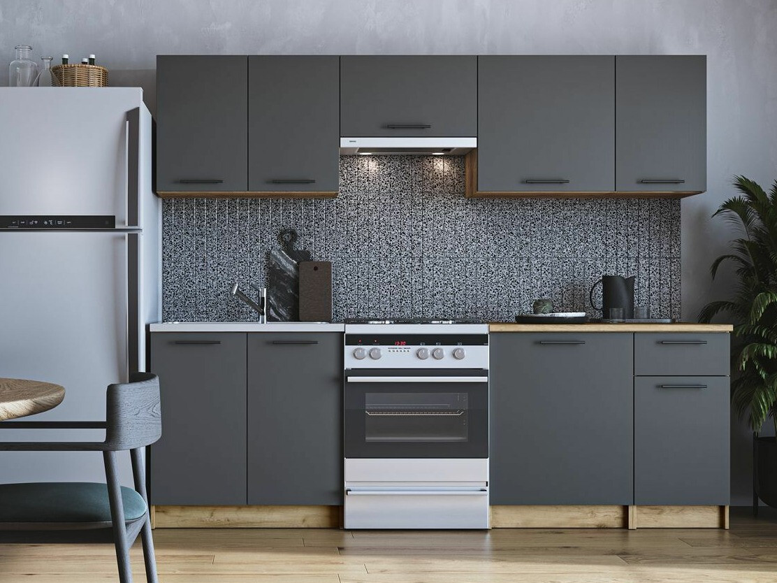 Konyhabútor Houston 856 (Antracit + Craft tölgy)