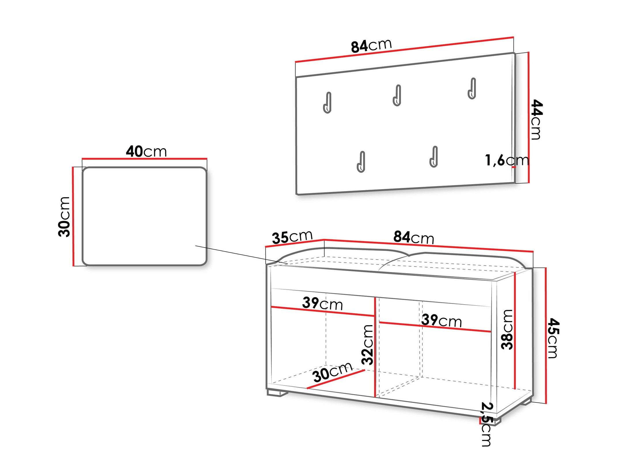Előszoba garnitúra Comfivo Fersoe 117 (Fehér)