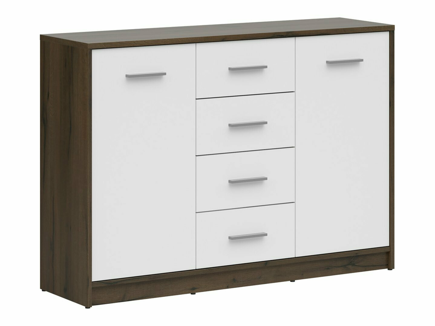 Komód Novsore 118 (Sötét tölgy + Fehér)