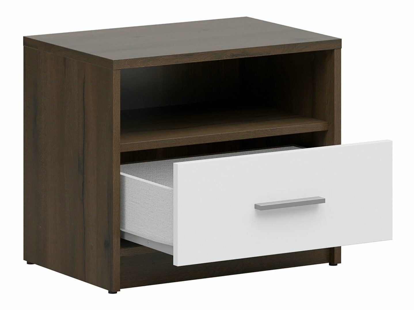 Éjjeliszekrény Novsore 102 (Sötét tölgy + Fehér)
