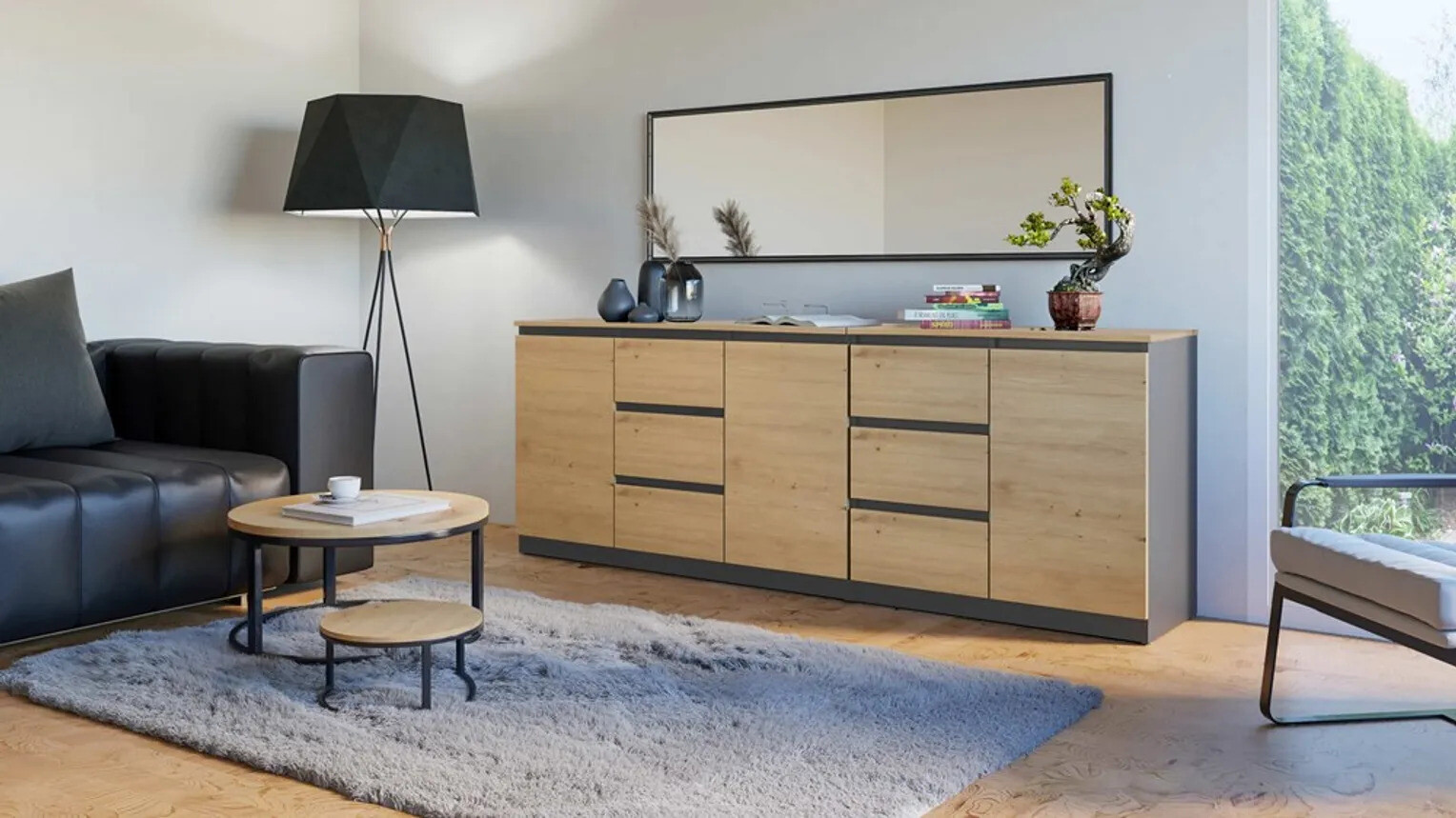 Komód Elbvelu 109 (Antracit + Artisan tölgy)