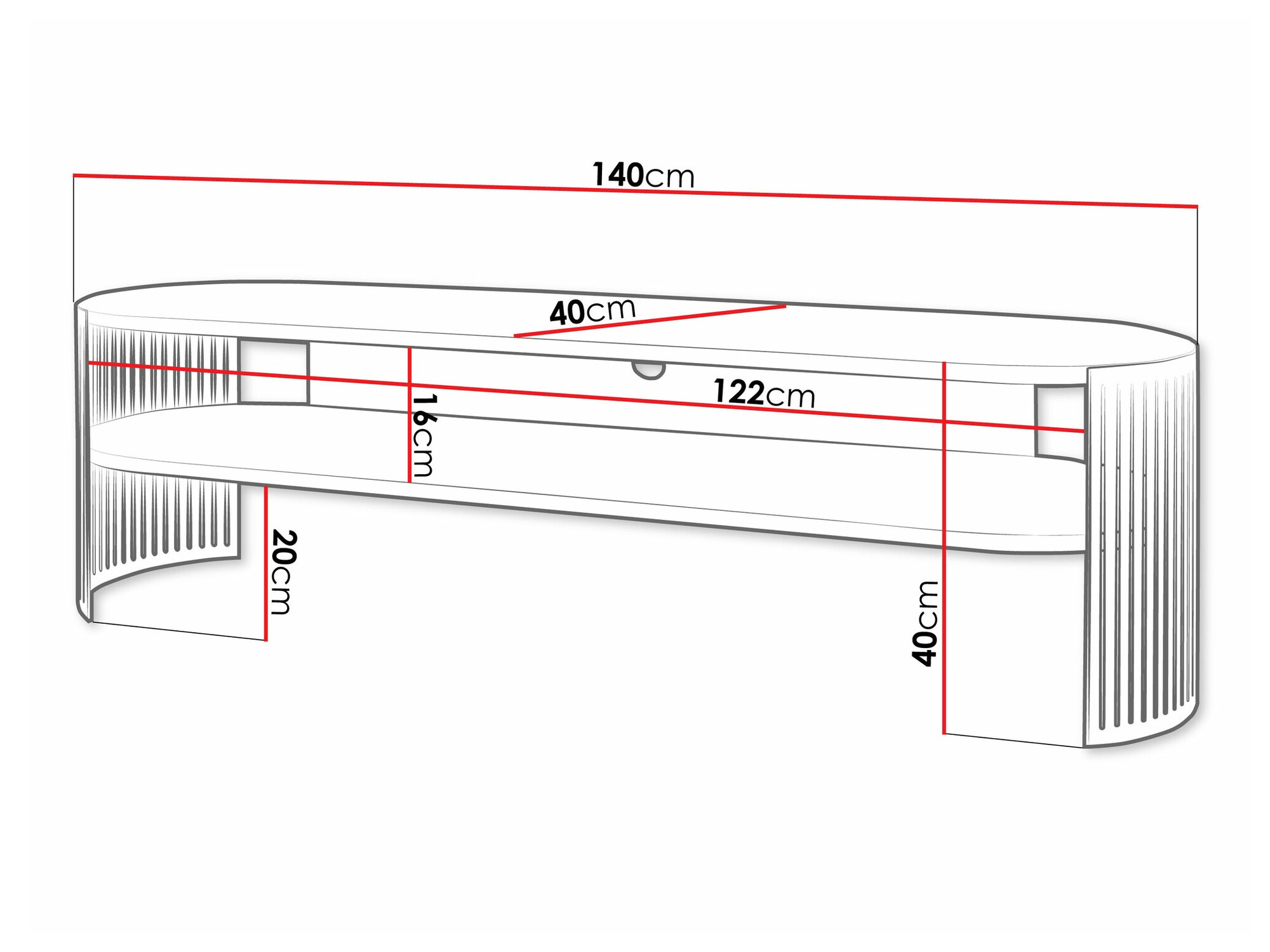 TV-állvány Evanola 109 (Fekete + Fehér)