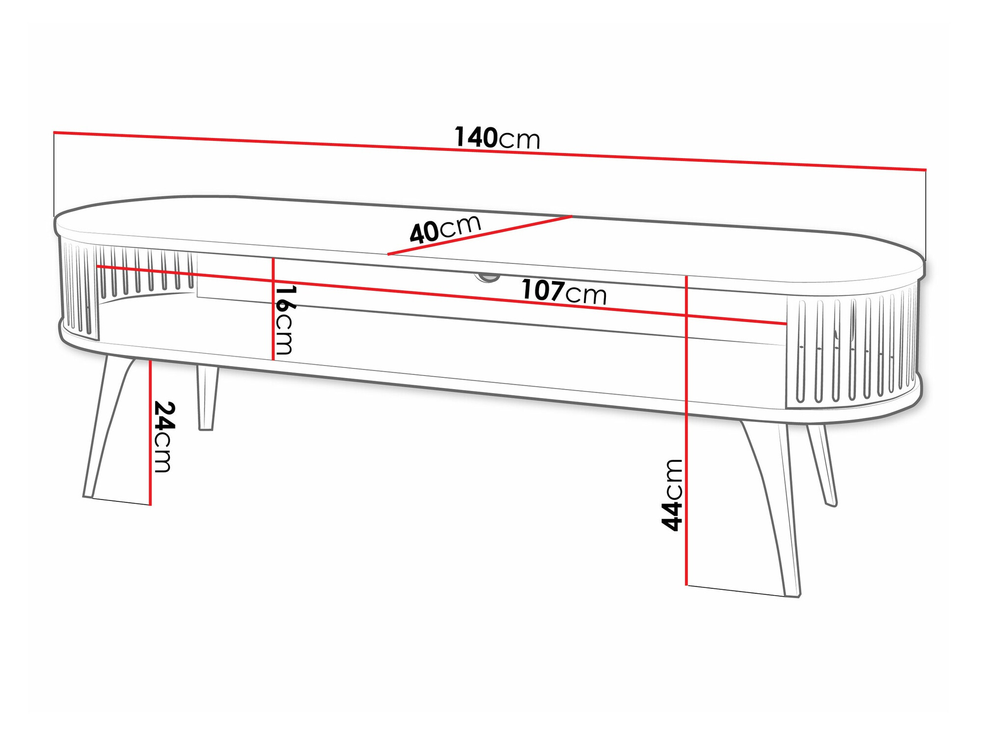 TV-állvány Sordore 110 (Rózsaszín + Fehér)