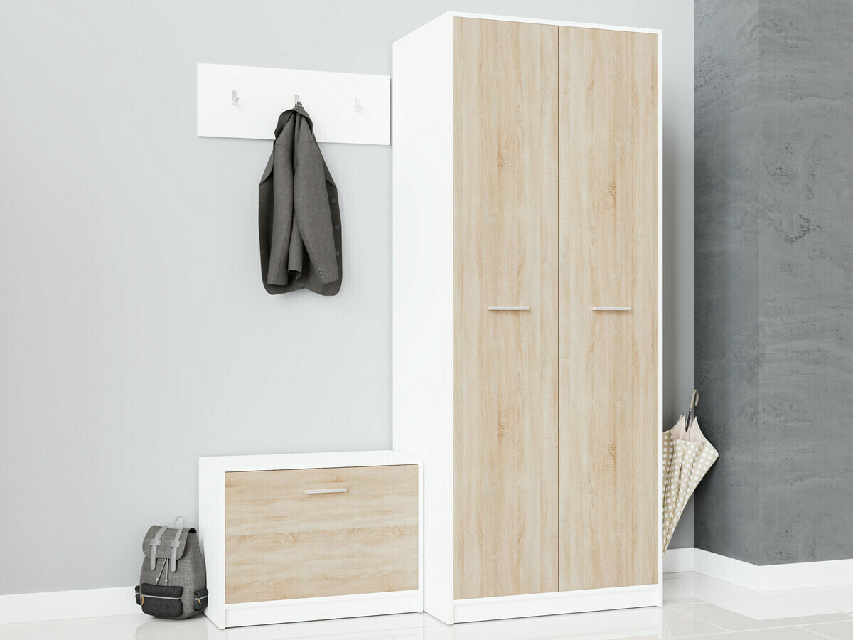 Előszoba garnitúra Novsore 152 (Fehér + Sonoma tölgy)