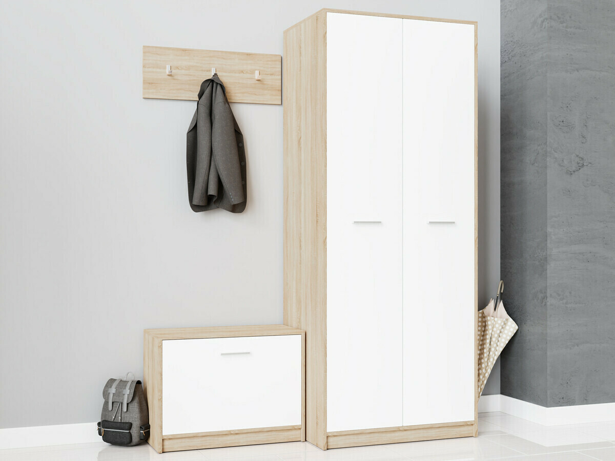 Előszoba garnitúra Novsore 152 (Sonoma tölgy + Fehér)