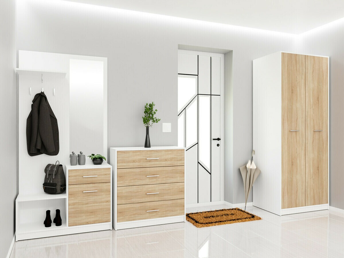 Előszoba garnitúra Novsore 154 (Fehér + Sonoma tölgy)