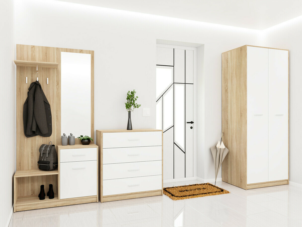 Előszoba garnitúra Novsore 154 (Sonoma tölgy + Fehér)