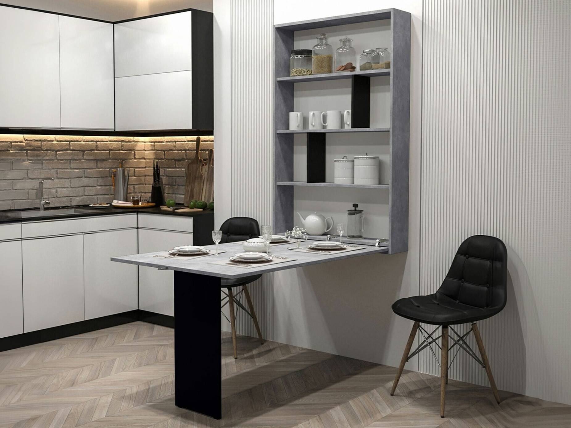 Összecsukható asztal Hartford 428 (Fekete + Beton)