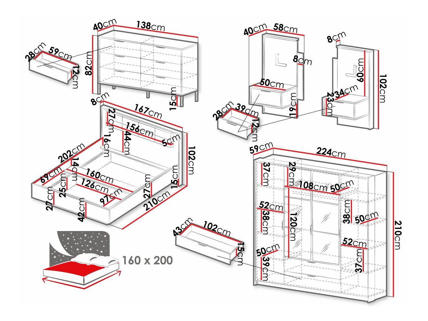 Hálószoba garnitúra Flodale 106