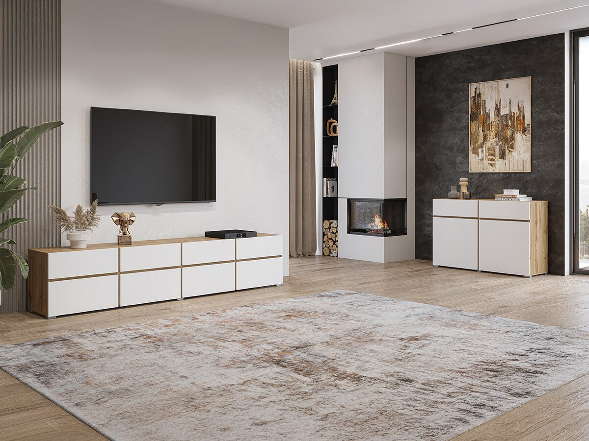 Nappali szett Alfere 107 (Wotan tölgy + Fehér)