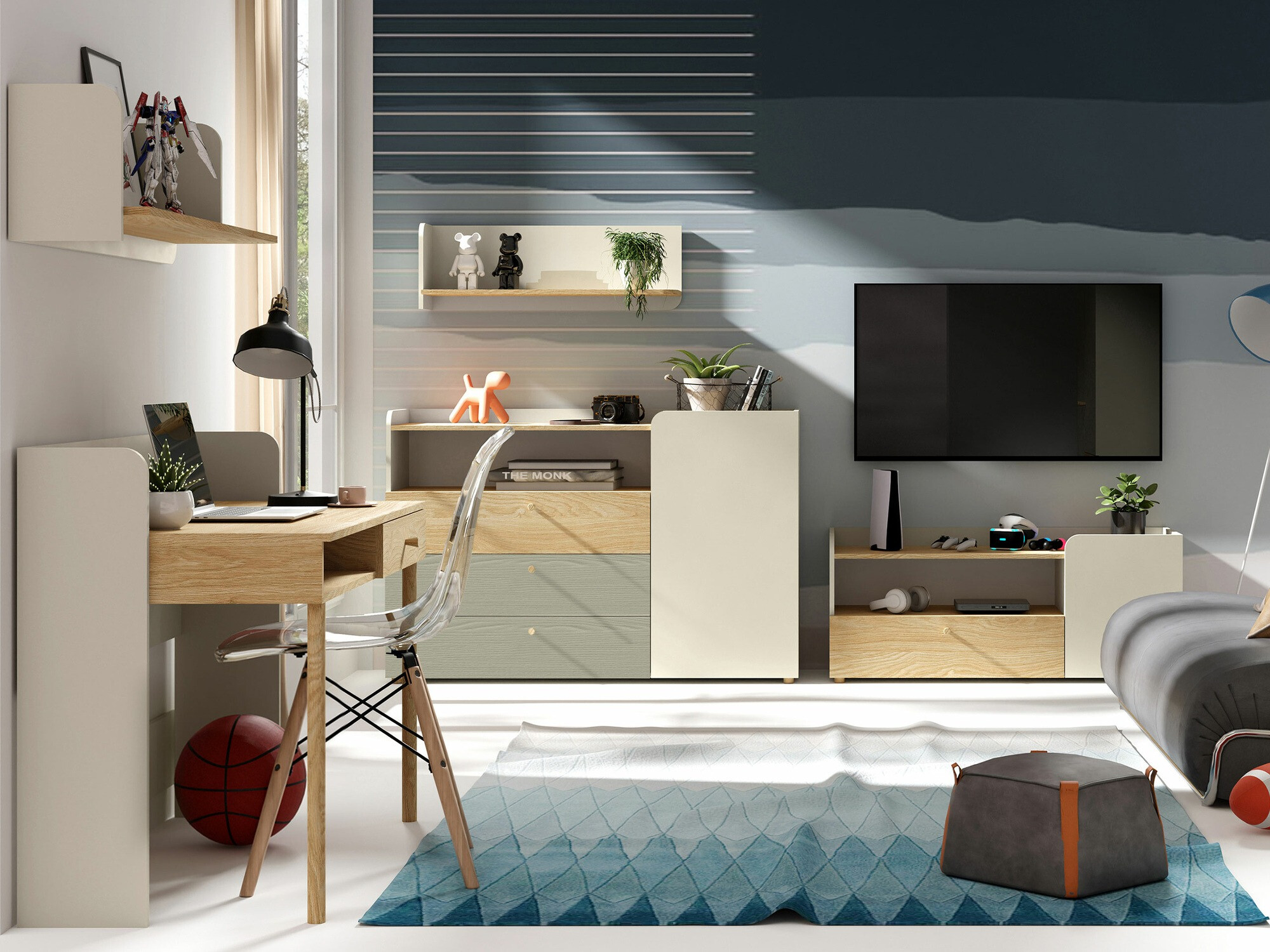 Komód Domcali 107 (Szürke + Tölgy)