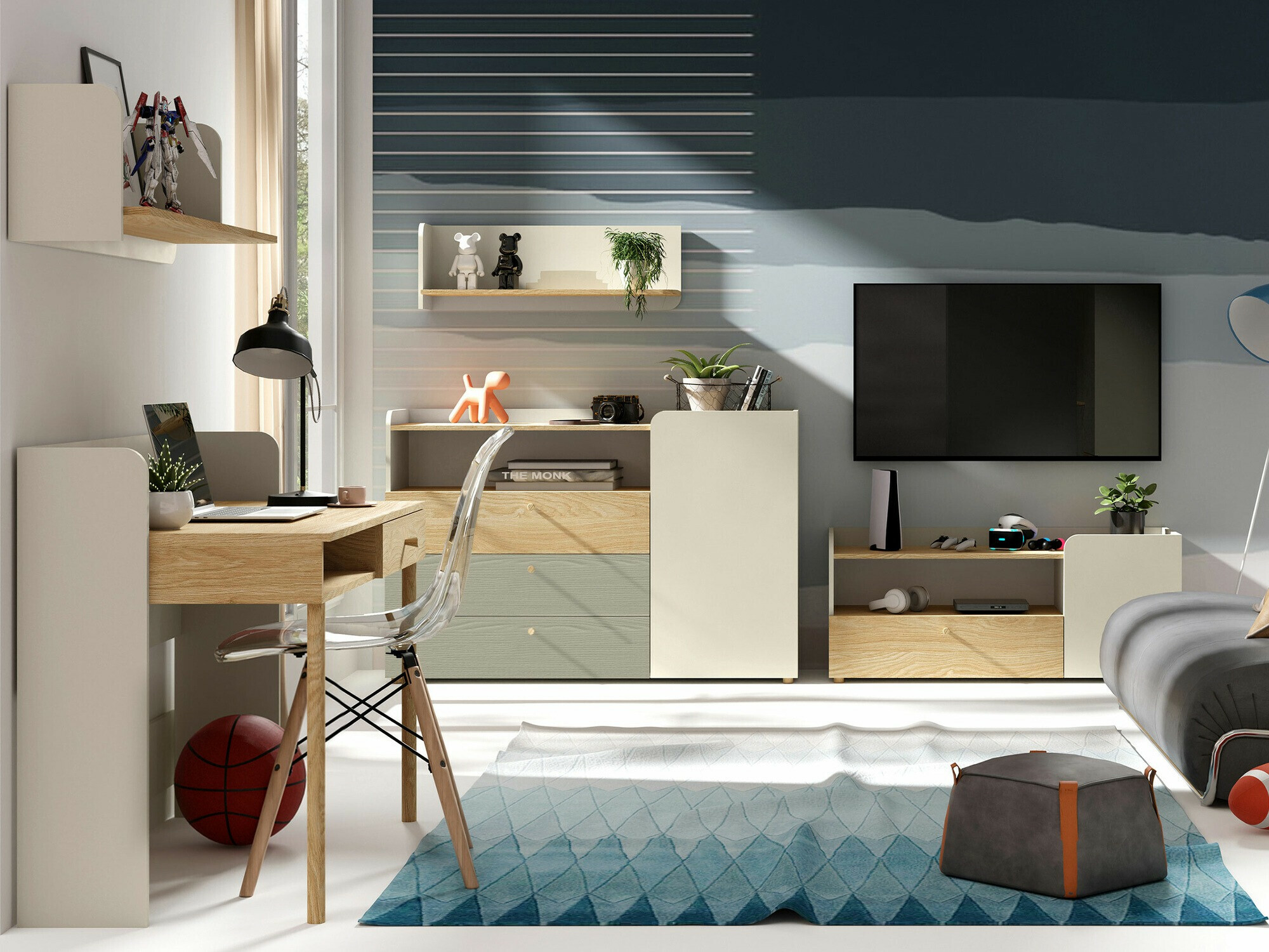 Komód Domcali 108 (Szürke + Tölgy)