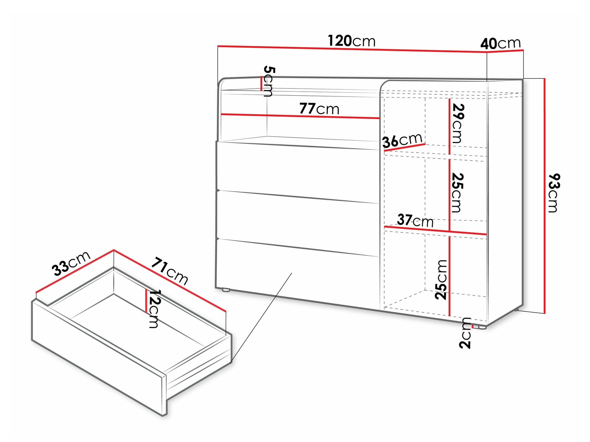 Komód Domcali 108 (Szürke + Tölgy)
