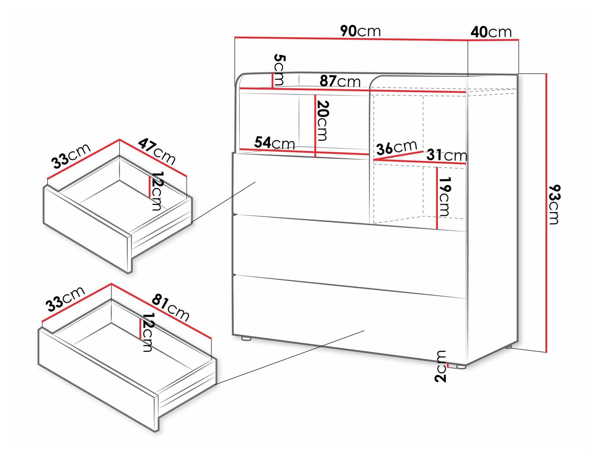 Komód Domcali 109 (Szürke + Tölgy)