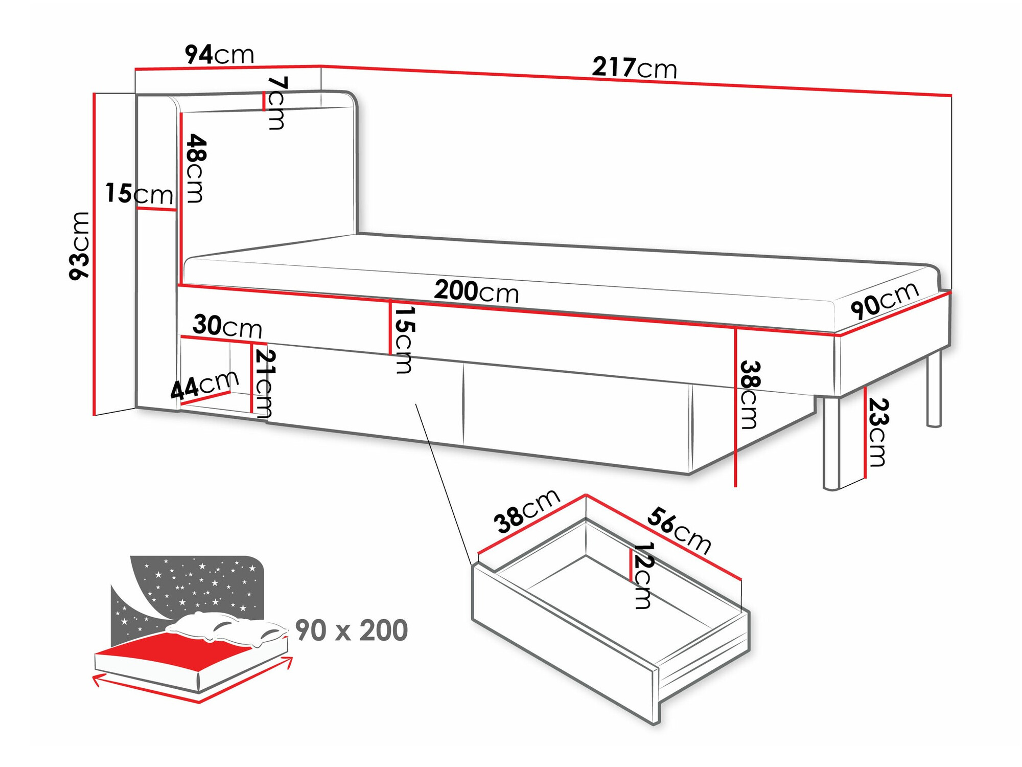 Ágy Domcali 113 (Szürke)