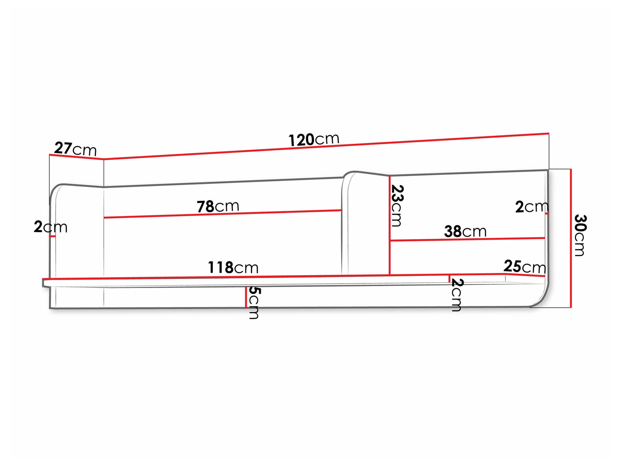 Fali polc Domcali 114 (Szürke)