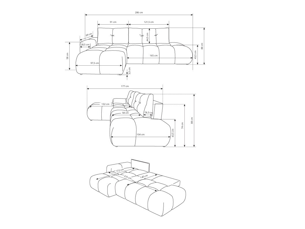 Sarokkanapé Kingston 156 (Curio 60)