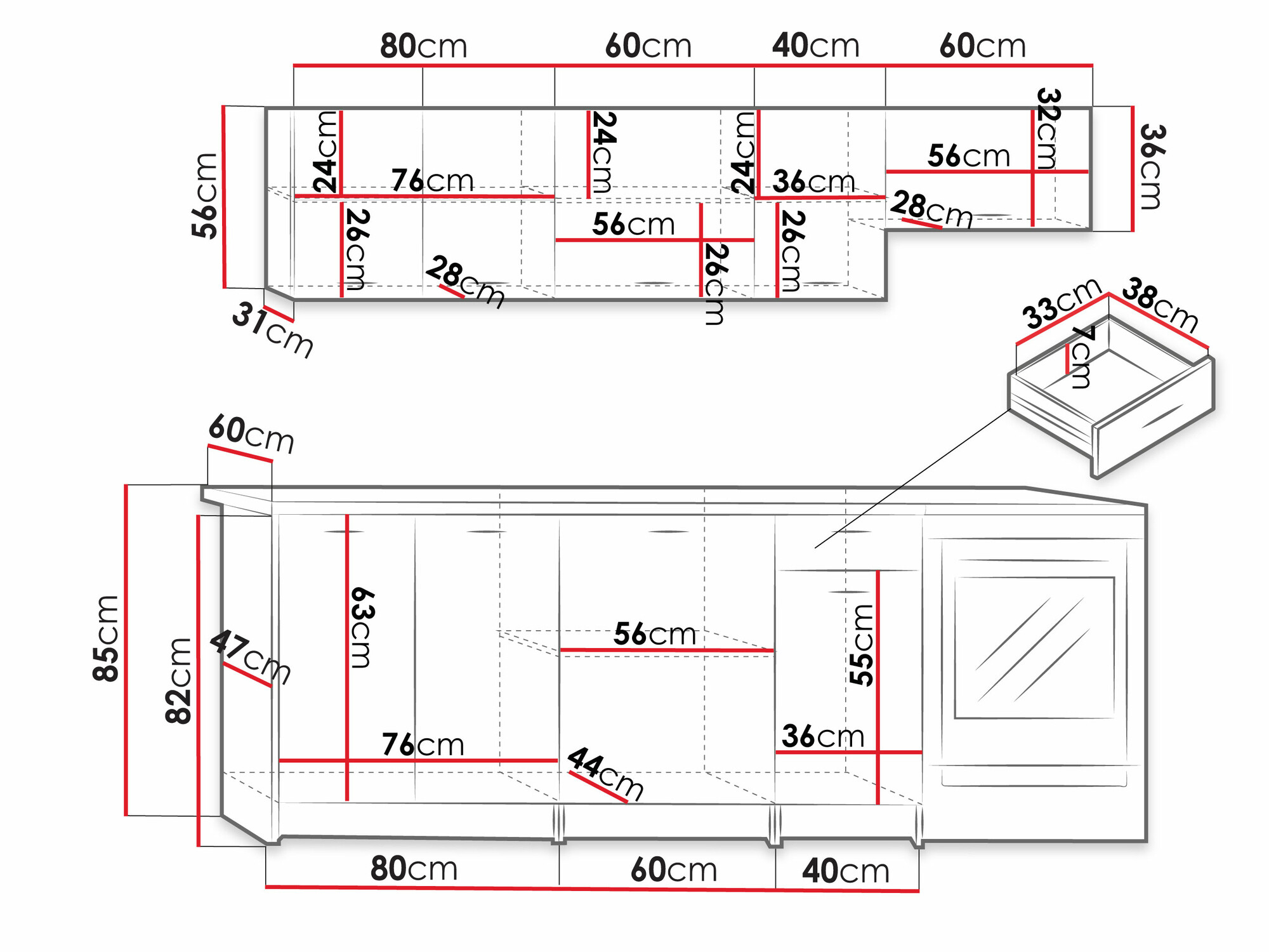 Konyhabútor Trenton 105 (Fehér + Beige)
